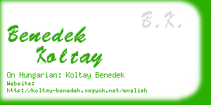 benedek koltay business card